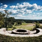 stone firepit and landscaping